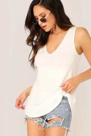 Mirrors White Sleeveless Top