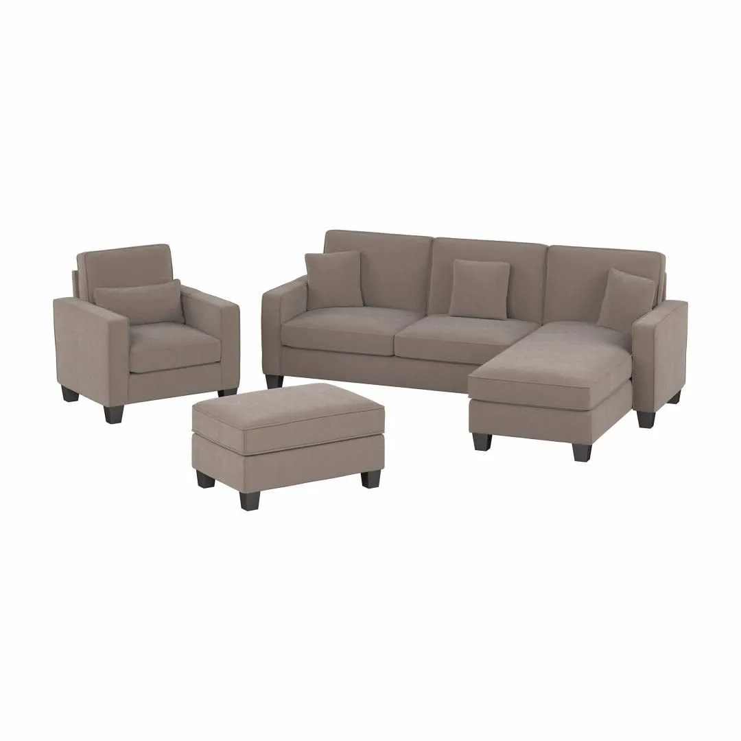 Moscow 1 Seater   4 Seater L Shape Fabric Sofa With Ottoman For Living Room| Bedroom | Office