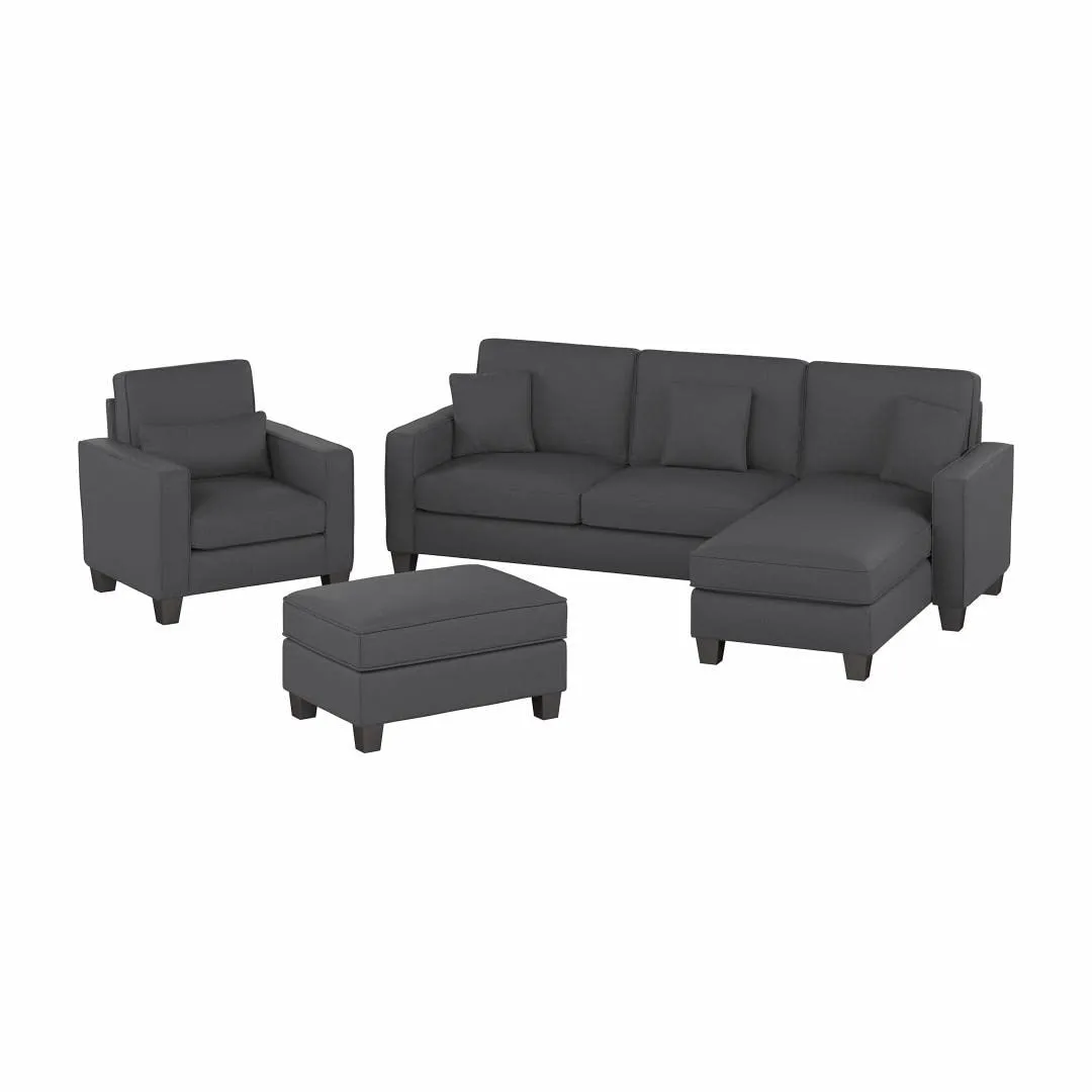 Moscow 1 Seater   4 Seater L Shape Fabric Sofa With Ottoman For Living Room| Bedroom | Office