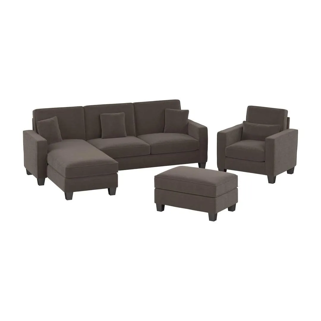 Moscow 1 Seater   4 Seater L Shape Fabric Sofa With Ottoman For Living Room| Bedroom | Office