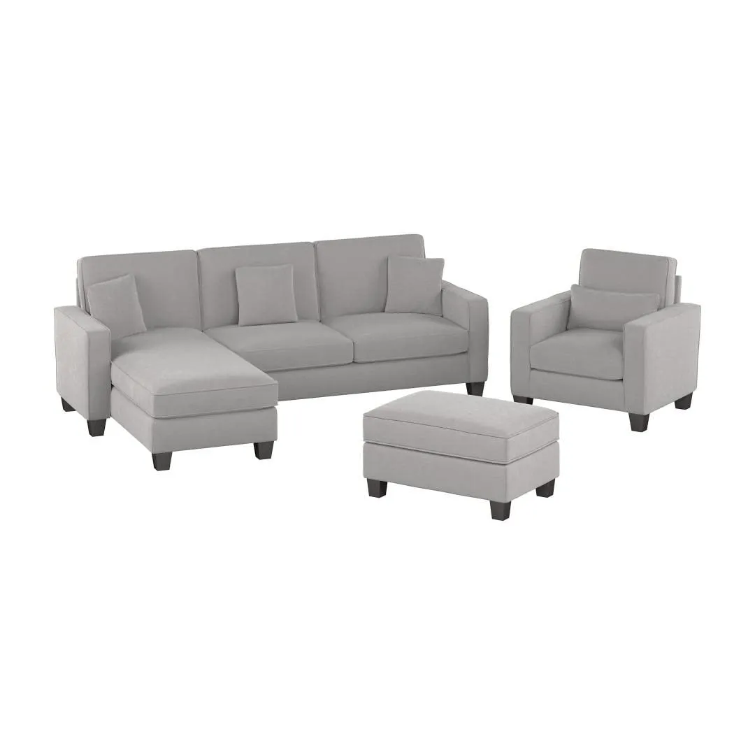 Moscow 1 Seater   4 Seater L Shape Fabric Sofa With Ottoman For Living Room| Bedroom | Office