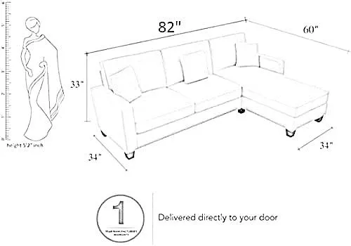 Moscow 1 Seater   4 Seater L Shape Fabric Sofa With Ottoman For Living Room| Bedroom | Office