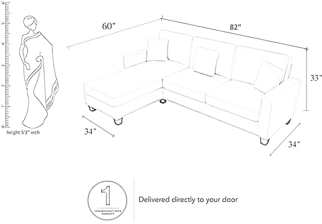 Moscow 1 Seater   4 Seater L Shape Fabric Sofa With Ottoman For Living Room| Bedroom | Office