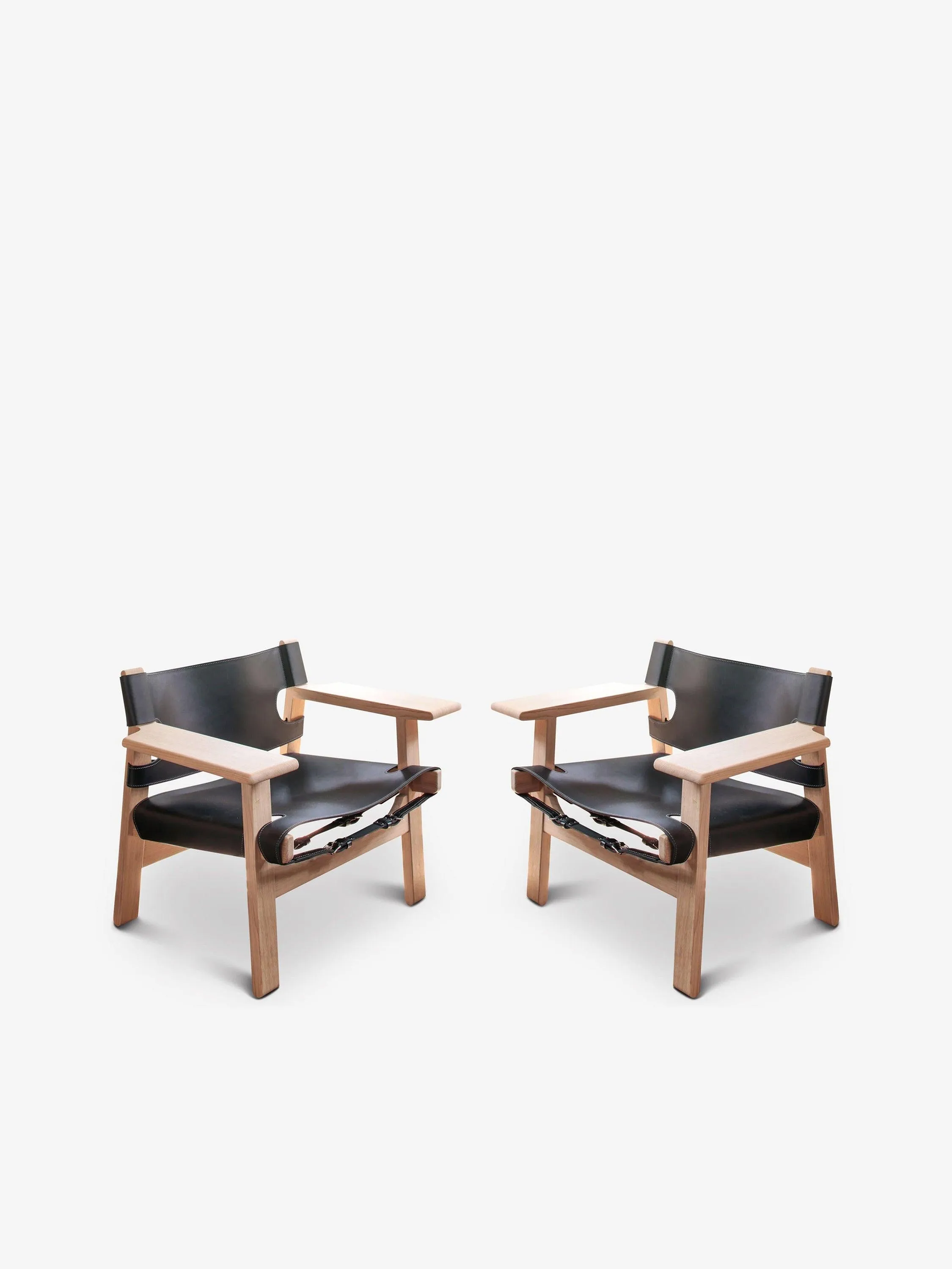 Pair Of Borge Mogensen Spanish Chair in Black Leather