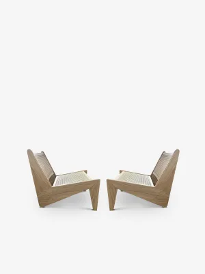 Pair Of Pierre Jeanneret 1958 Kangaroo Chair in Oak by Cassina