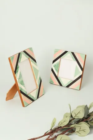 Pink and Green Rhombic Pattern Stylish Photo Frames