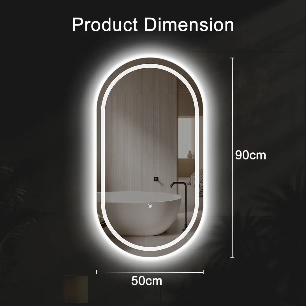 ProPulse Bathroom LED Wall Mirror 50x90CM Makeup Mirrors With 3 Color Anti-fog