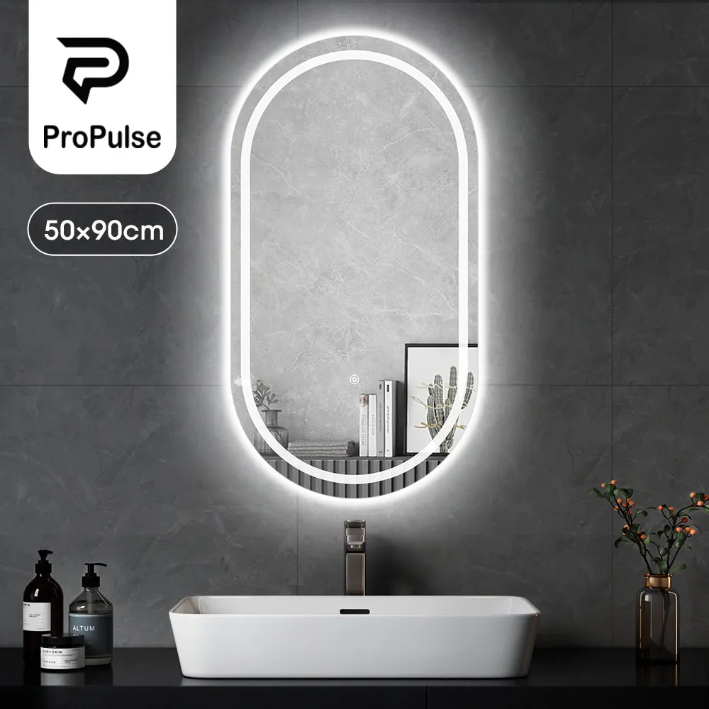 ProPulse Bathroom LED Wall Mirror 50x90CM Makeup Mirrors With 3 Color Anti-fog