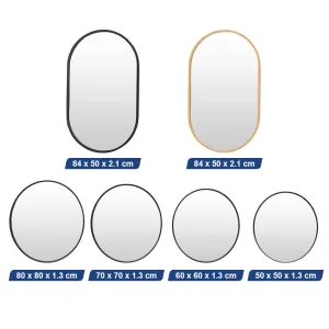 ProPulse Round/Oval Wall Mirror Bathroom Makeup Home Decor Metal Frame