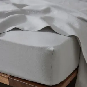 Ravello Linen Silver Fitted Sheet - Queen