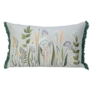 Regency International Embroidered Botanica Pillow with Fringe 12" x 20"