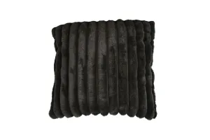 RIBBED VELVET BLACK THROW CUSHION 18X18"