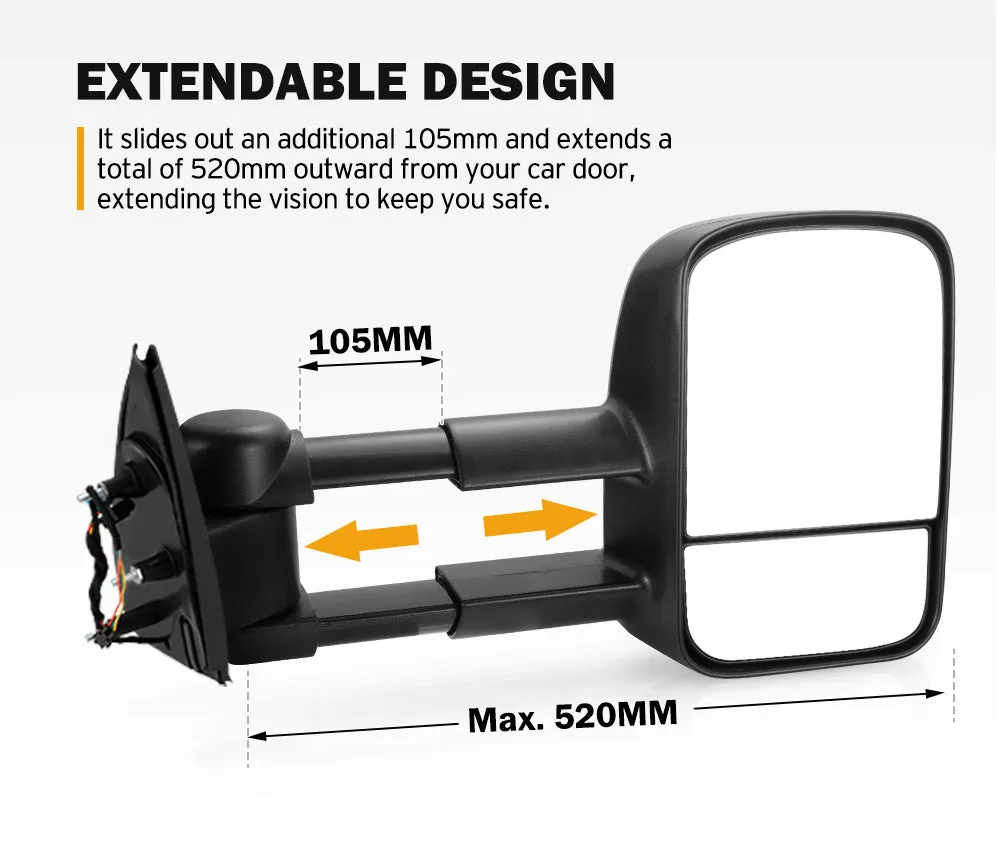 San Hima Pair Extendable Towing Mirrors For Volkswagen Amarok 2009-2023