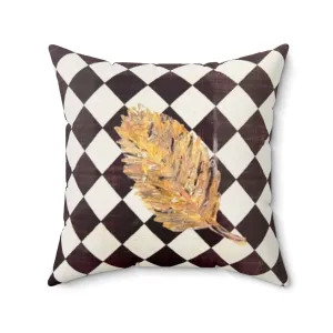 The Gold Leaf Diamond Spun Polyester Square Pillow