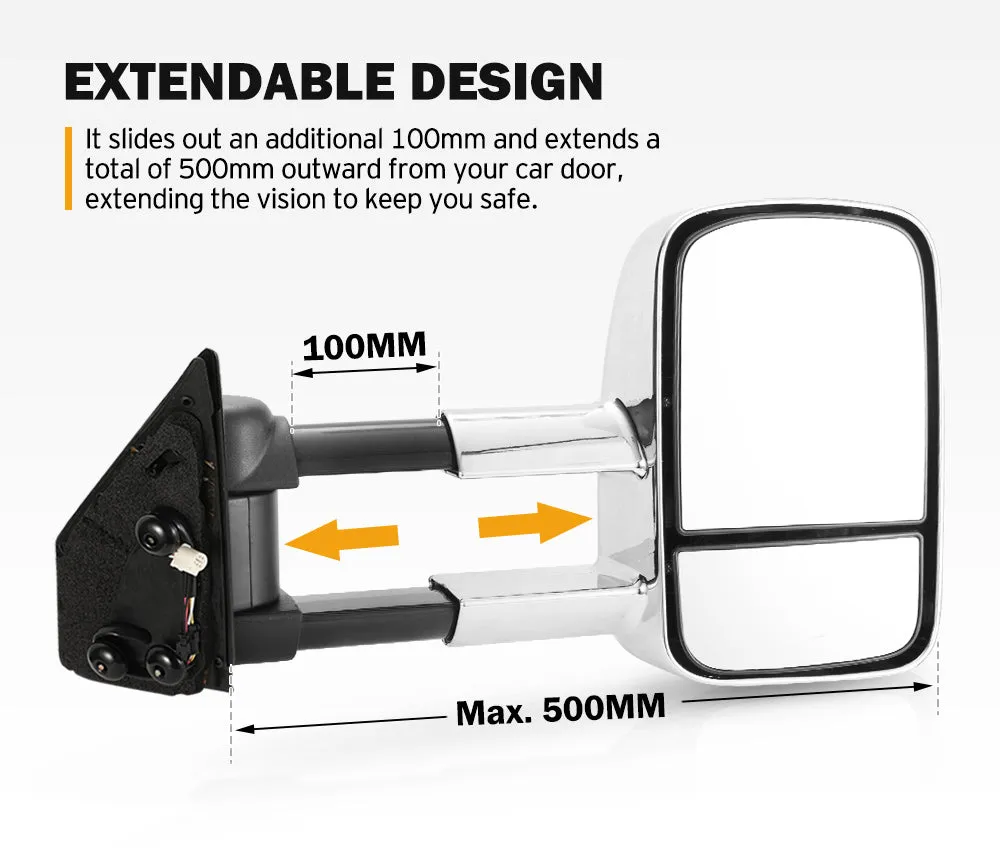 Towing Mirrors Chrome suit Toyota Landcruiser 200 Series 2007-2021 with Indicator