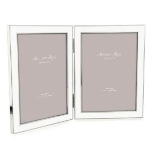 White & Silver Enamel Double Frame