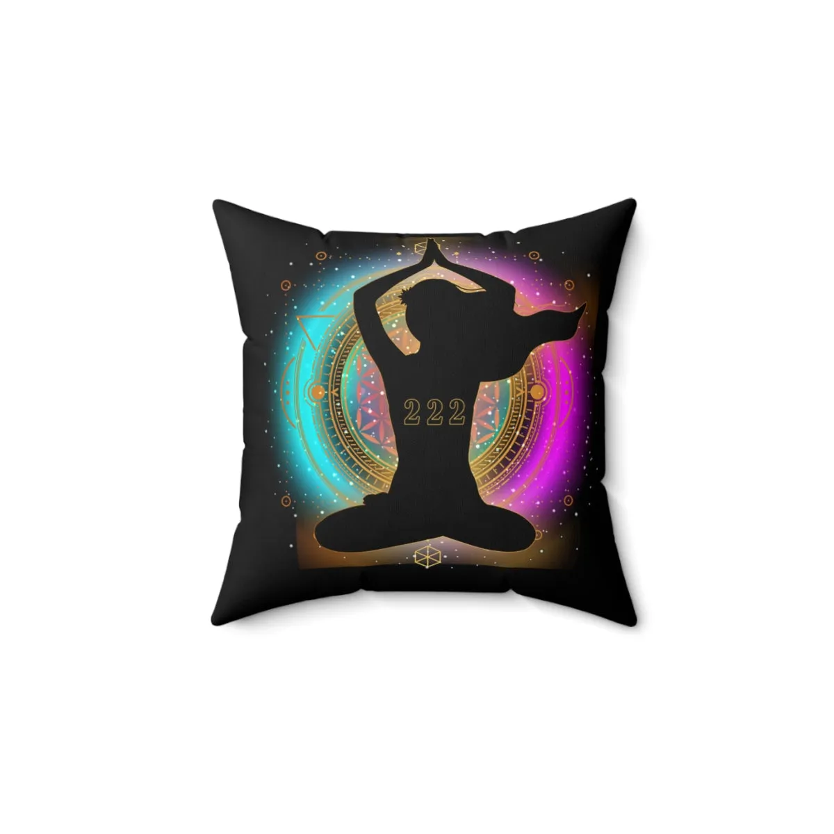 Yoga Spiritual Meditation Spun Polyester Square Pillow - Alignment 222 Angel Number