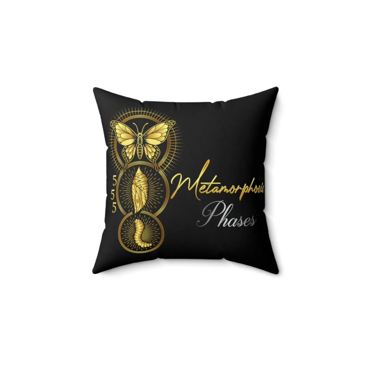 Yoga Spiritual Meditation Spun Polyester Square Pillow - Metamorphosis 555 Angel Number